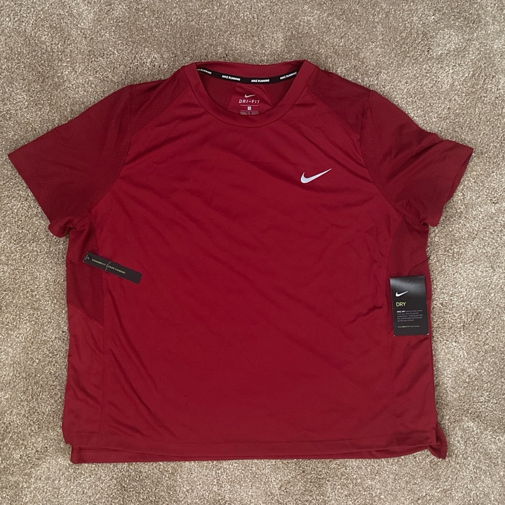 Nike Dri-FIT Running Short Sleeve Top Crimson Red 1X NWT - Picture 4 of 11